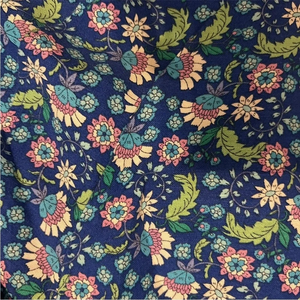LOFT Linen Blend Blue Floral A-Line Mini Skirt Size 12
